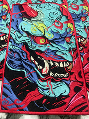 Japenese oni mask, ogre styled kensuke art embroidered back patch for biker jackets and vests