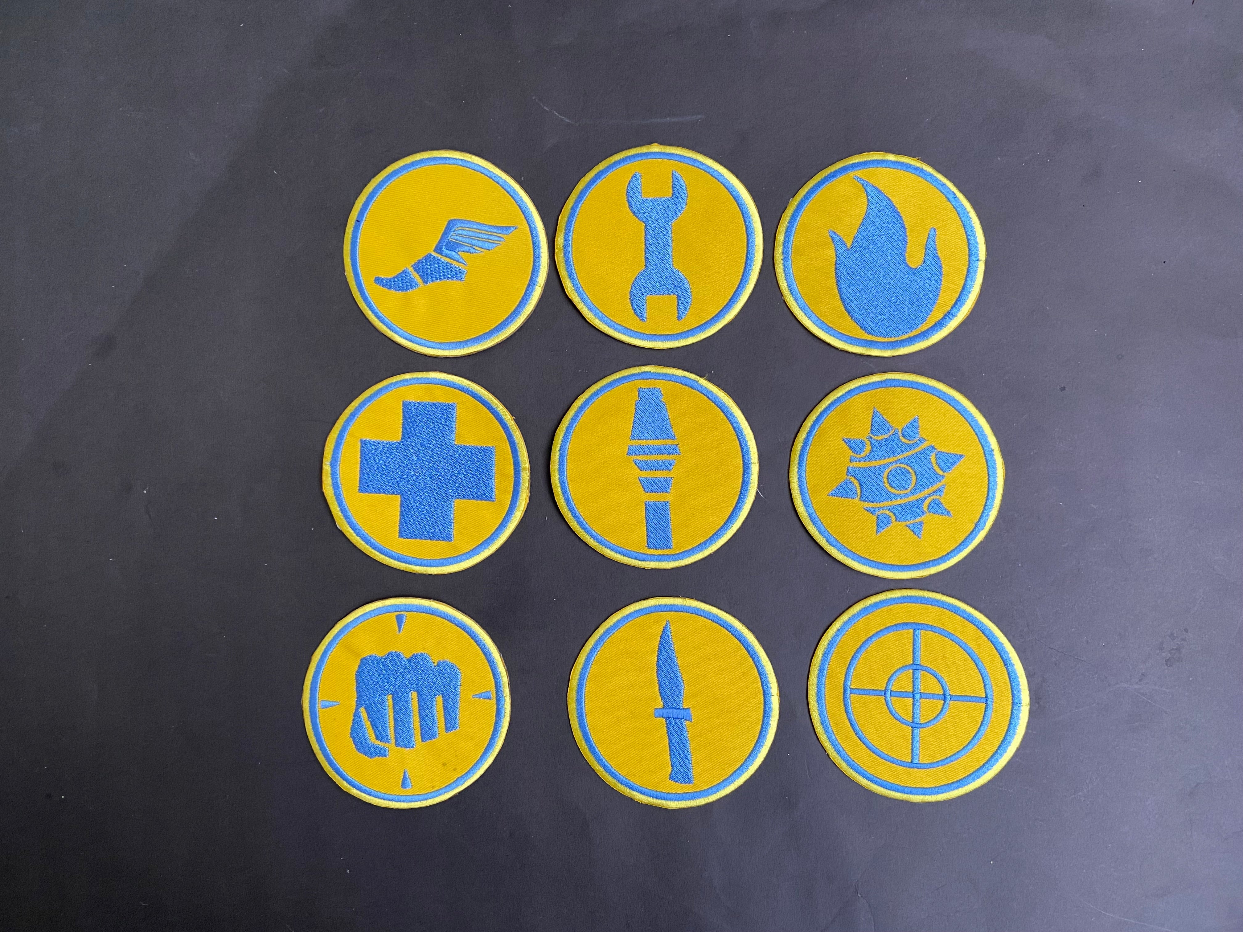 Team Fortress 2 BLU Uniform Set Patches Embroidery Iron On Sew Badge DIY Prop Costume TF2 Pyro Soldier Spy Scout Medic Engineer Heavy Sniper