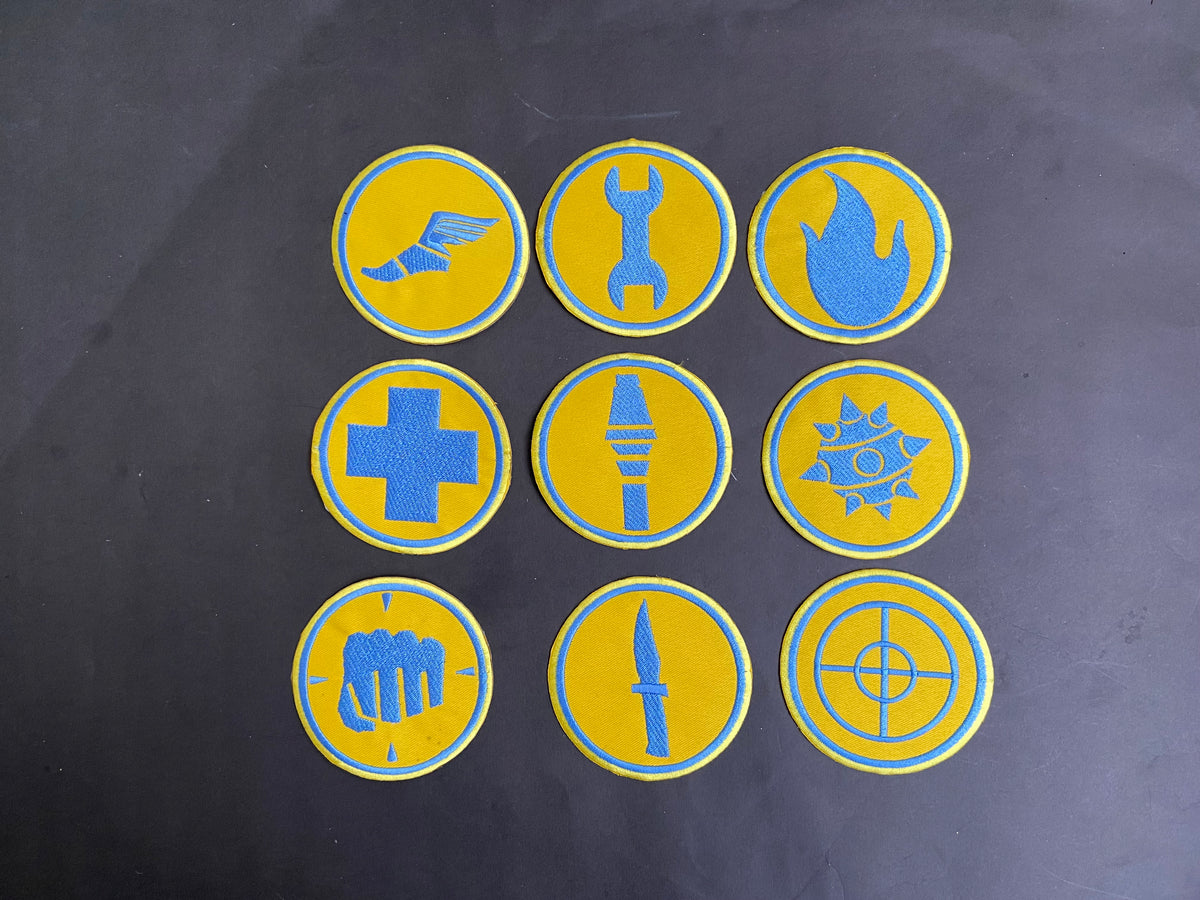 Team Fortress 2 BLU Uniform Set Patches Embroidery Iron On Sew Badge DIY Prop Costume TF2 Pyro Soldier Spy Scout Medic Engineer Heavy Sniper