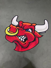 Chicago Red Bull Patch | Embroidered Iron-On Badge for Jackets, 12 Inch Size