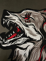 Howling Wolf Embroidery Patch: Large Biker Applique