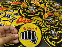 Cobra Kai Karate Kid Patches – Strike Hard No Mercy – Pick Your Size