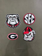Georgia Bulldogs Embroidered Patch Set | Large UGA Mascot Back Patch, Small Bull Dog, Vintage UGA, White SEC, Power G | Individual or Full Set