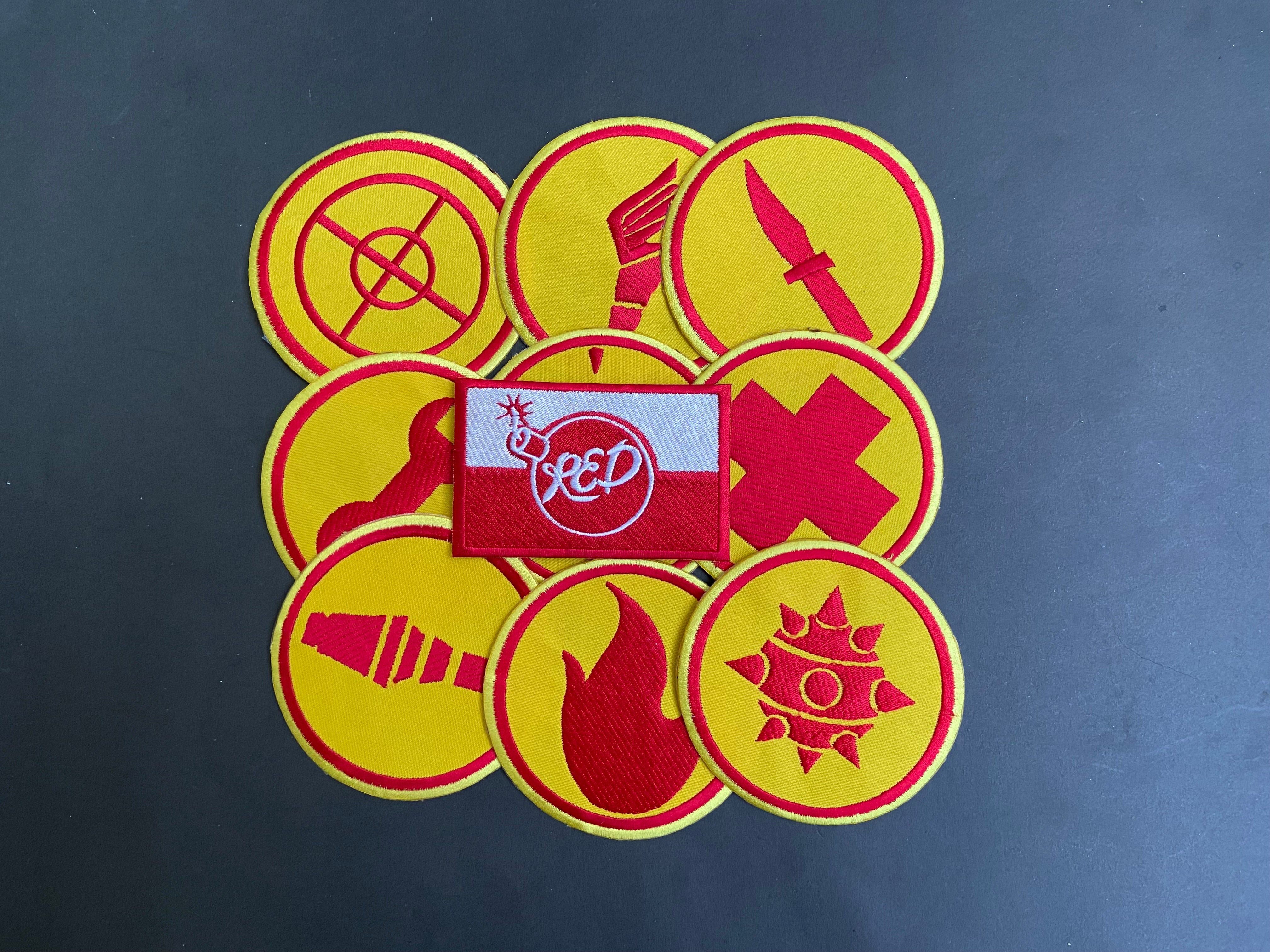 Team Fortress 2 RED Uniform Set Patches Embroidery Iron On Sew Badge DIY Prop Costume TF2 Pyro Soldier Spy Scout Medic Engineer Heavy Sniper