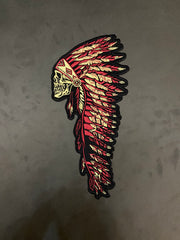 Indiana Headdress Patch: Embrace the spirit of the chief. Detailed embroidered Native American headdress for jackets