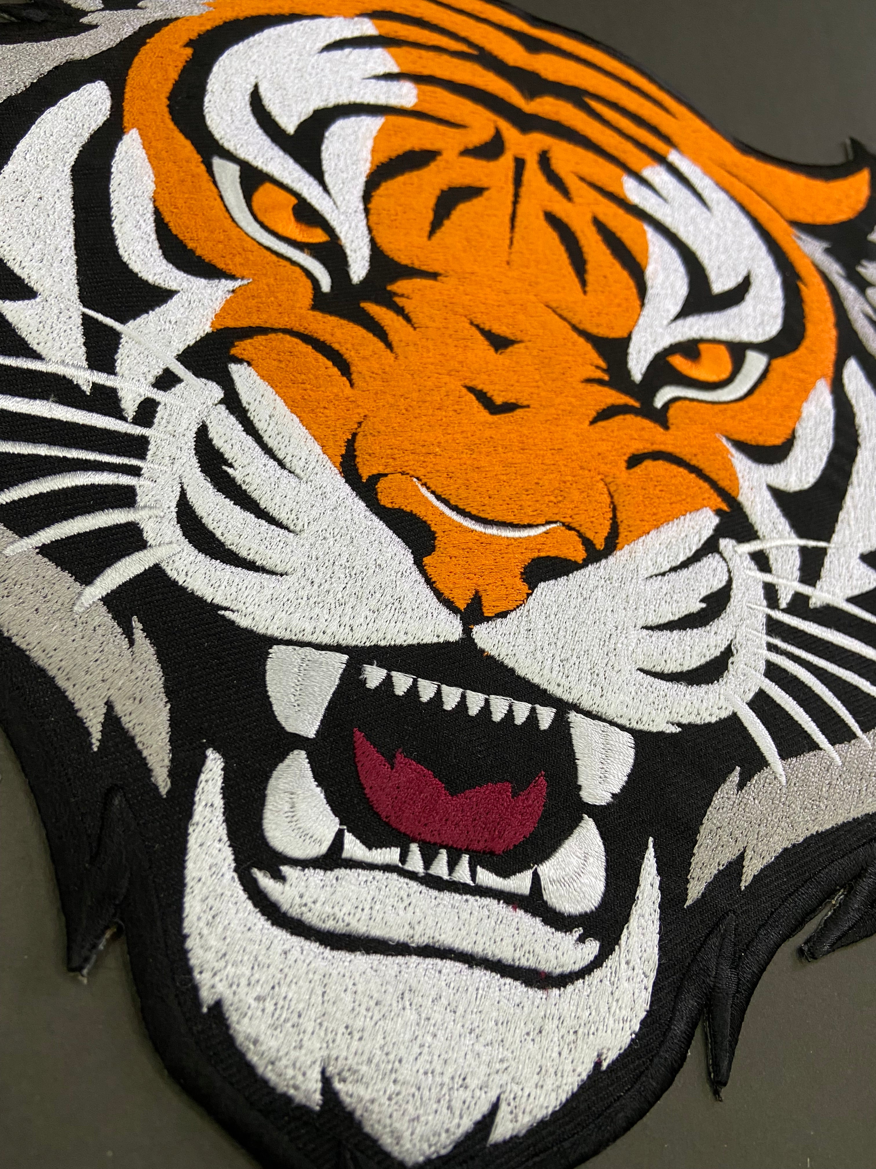 Bengal Tiger Patch: Embroidered Iron-On Roaring Wild Animal Applique (12 Inch)