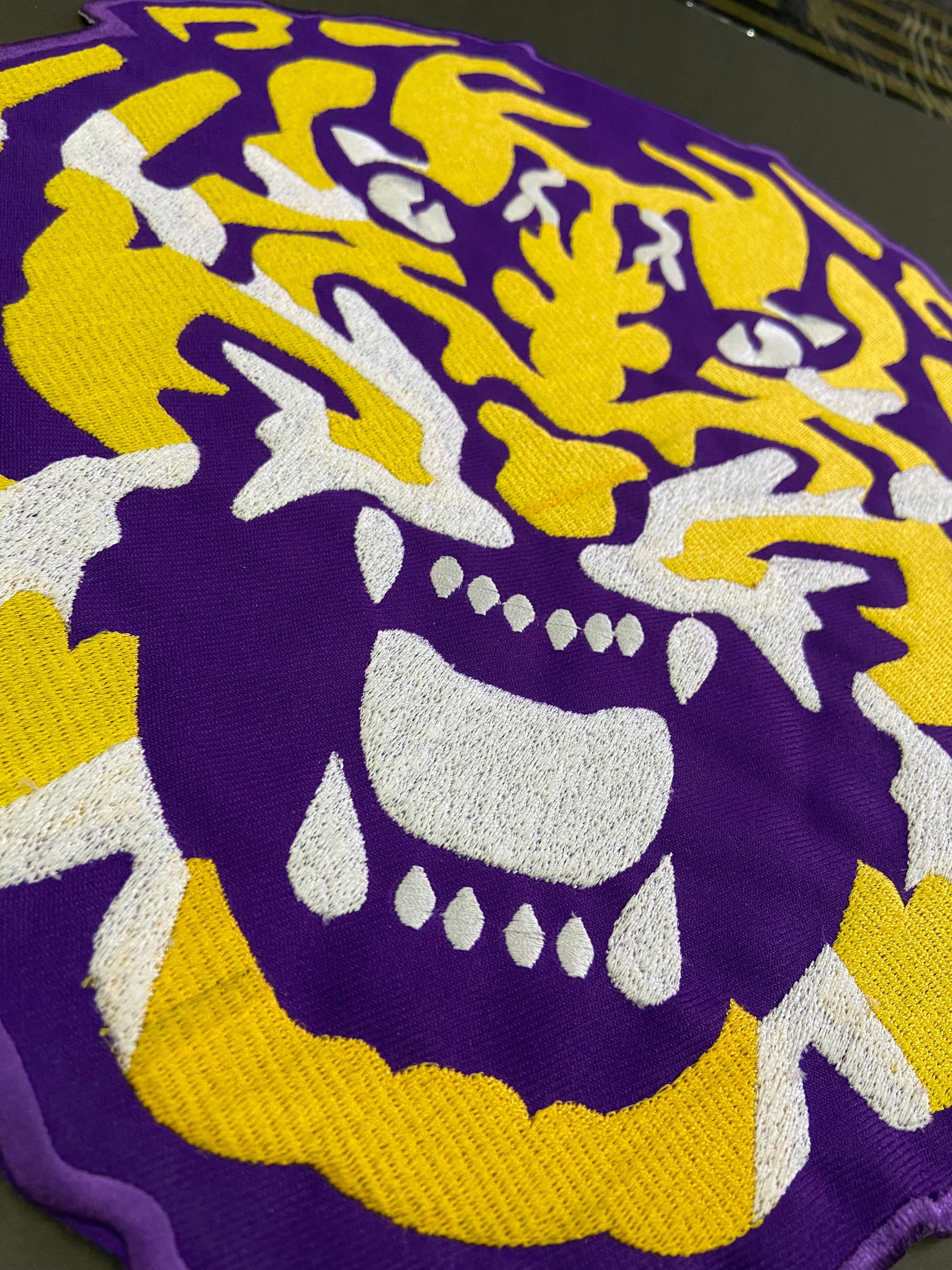 LSU Tigers Purple and Gold Patch Collection | Large Back Patch, Mini Tiger, Tiger Paw Print, Metallic Gold SEC Patch | Iron On Sew On