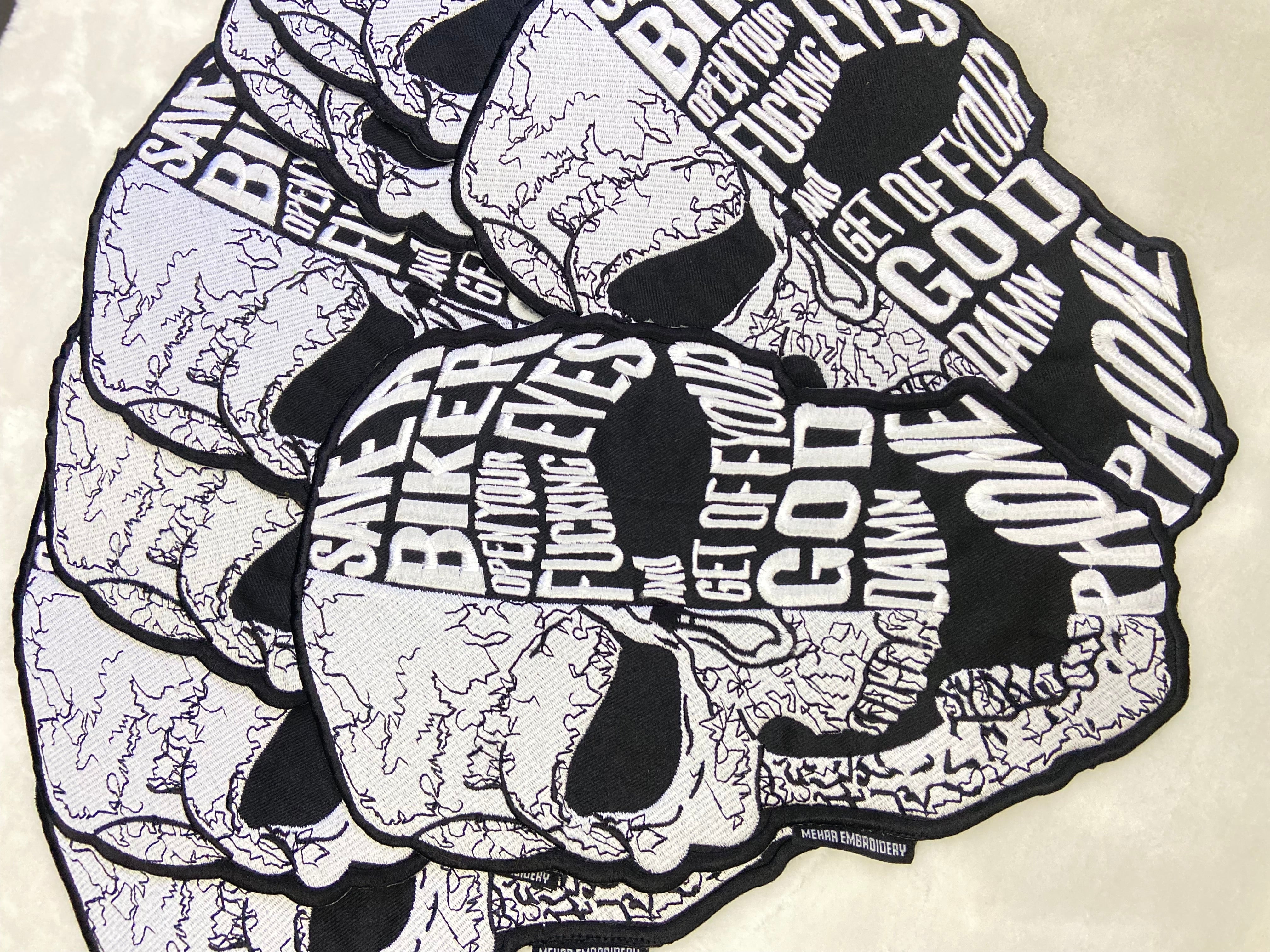 SAVE A BIKER Large Back Embroidered Patch - Guardian Angel Biker Patch: Iron-On Jacket & Vest Applique