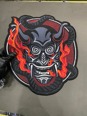 Japanese Oni Demon Back Patch | Dark Macabre & Neo-Traditional Art Applique