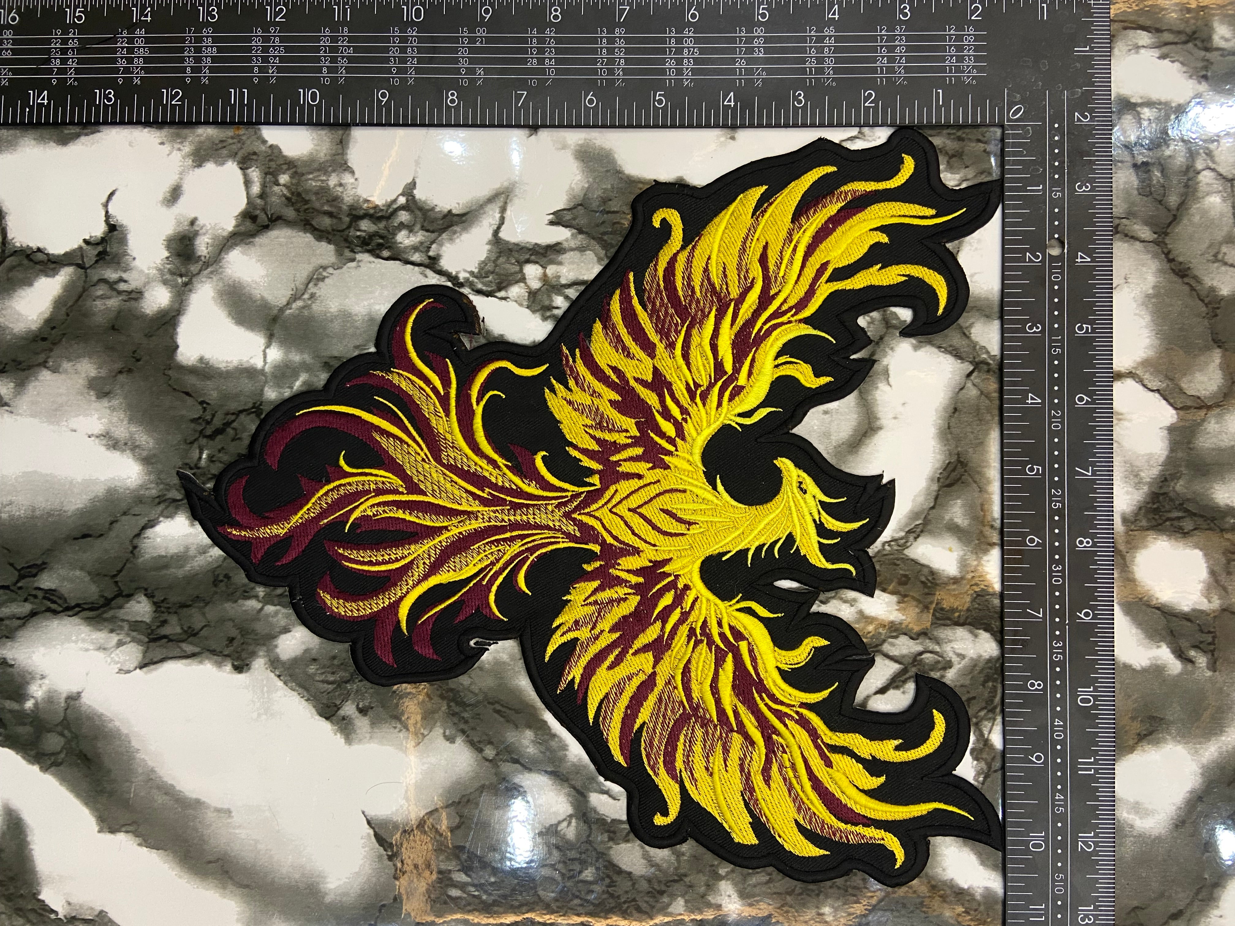 Golden Phoenix Rising Patch Set – Majestic Firebird Embroidered Applique