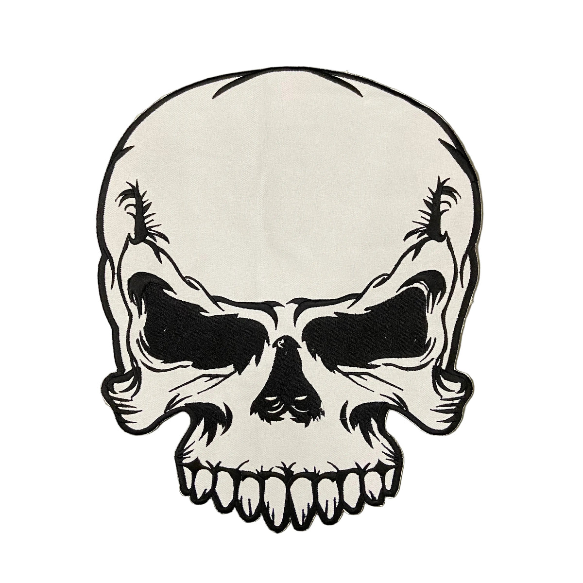 Large Skull Biker Patch: Embroidered Iron-On Vest Applique