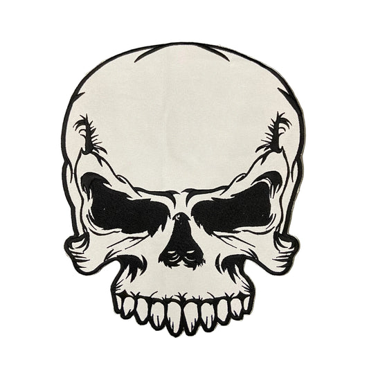 Large Skull Biker Patch: Embroidered Iron-On Vest Applique