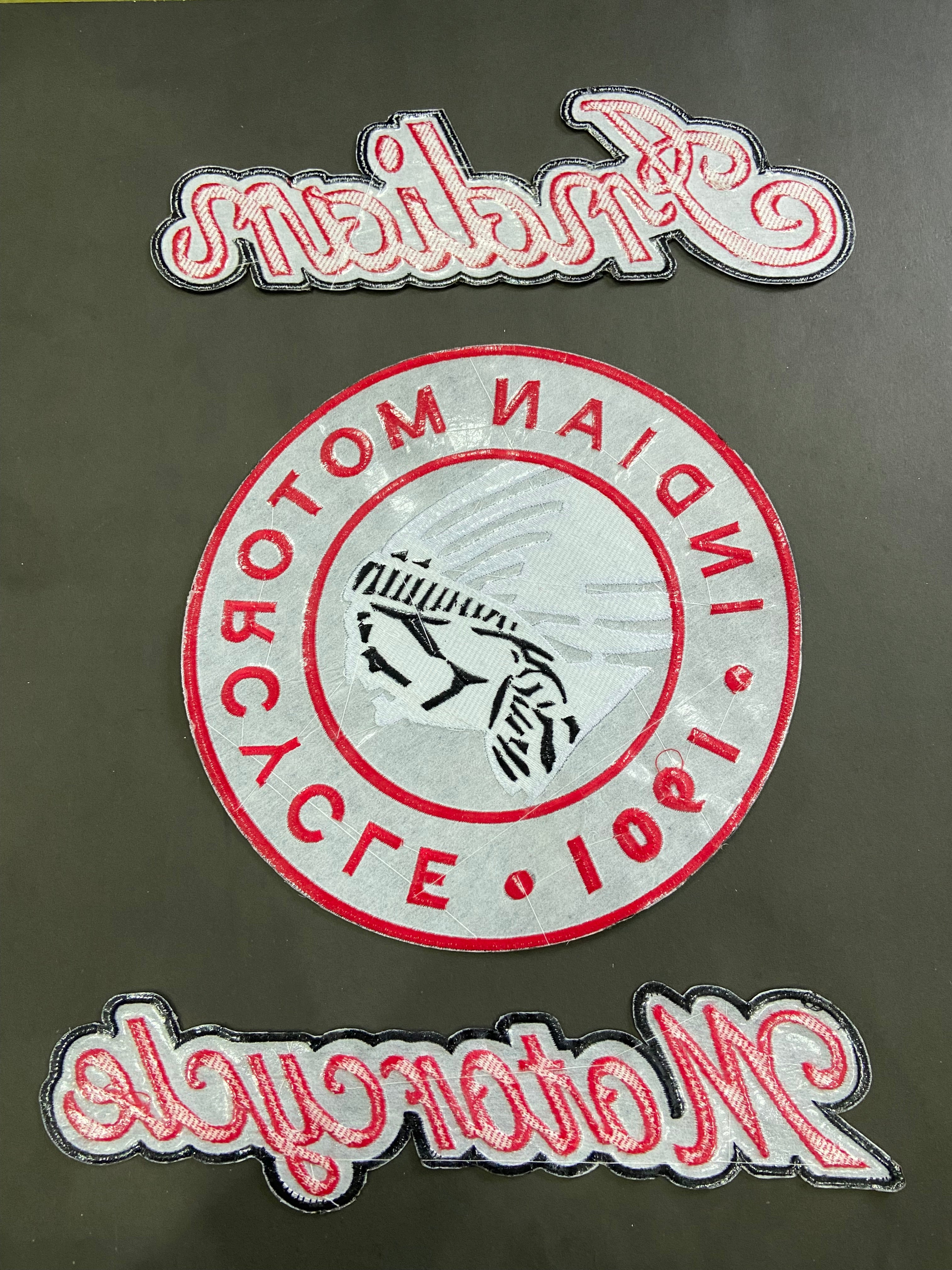 Indian Motorcycle Embroidered Patch Set – Heritage Top & Bottom Rockers with Centerpiece