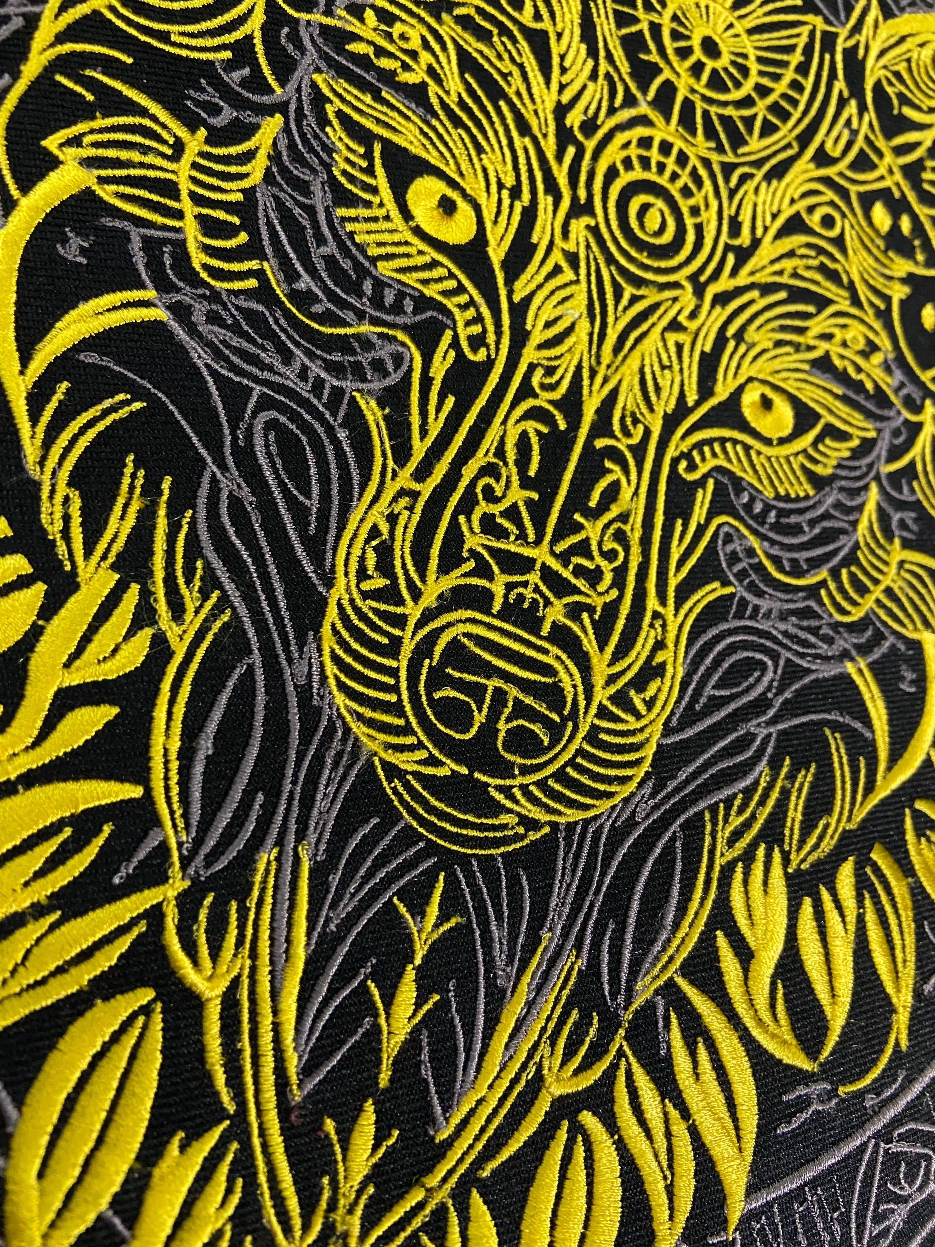 Golden & Grey Wolf Large Back Patch | Antique Style Biker & Sigil Emblem