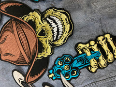 Outlaw Cowboy Skull Back Patch | Double Revolvers & Smoking Barrels | 12-Inch Custom Biker Vest Set
