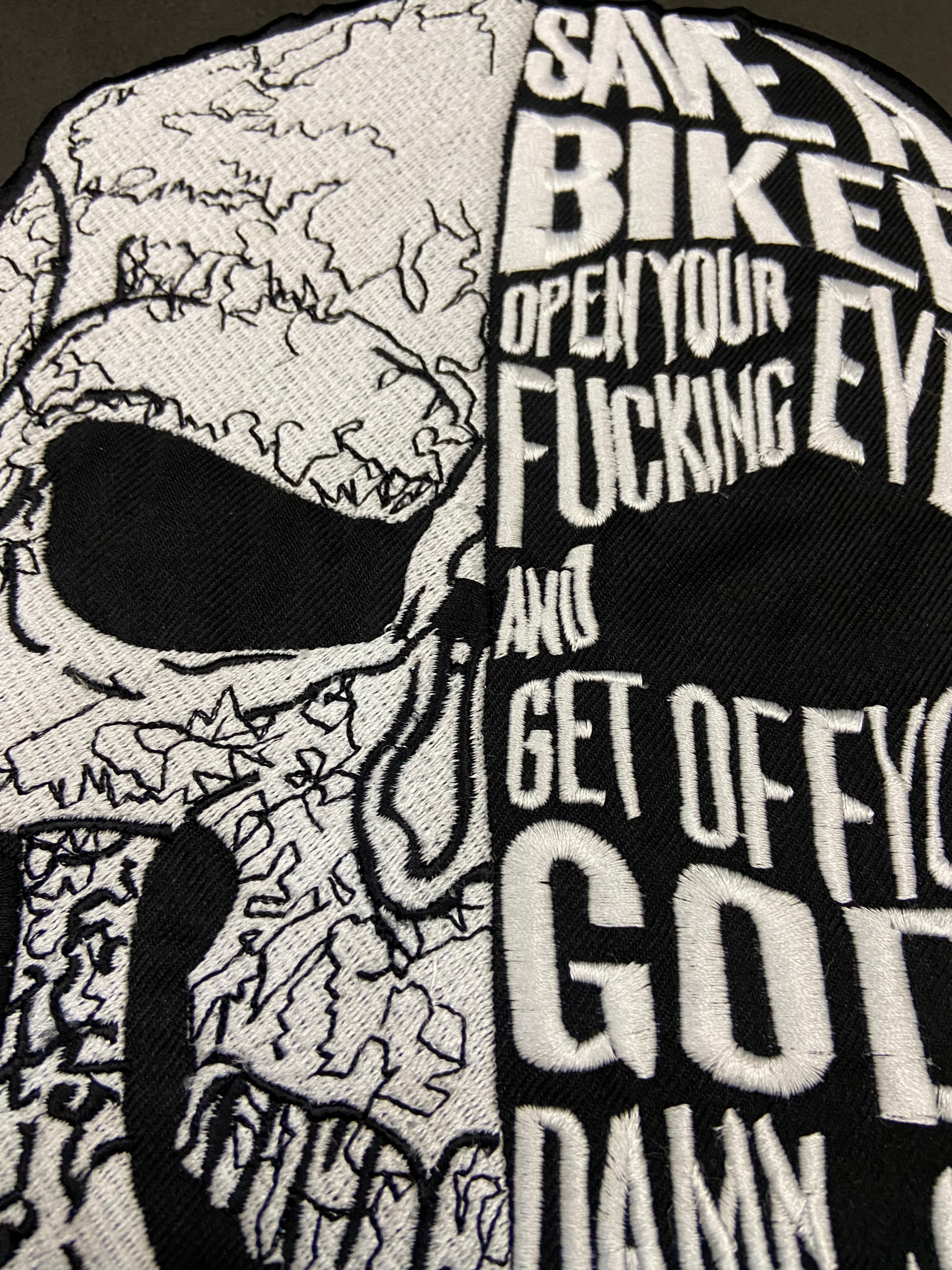 SAVE A BIKER Large Back Embroidered Patch - Guardian Angel Biker Patch: Iron-On Jacket & Vest Applique