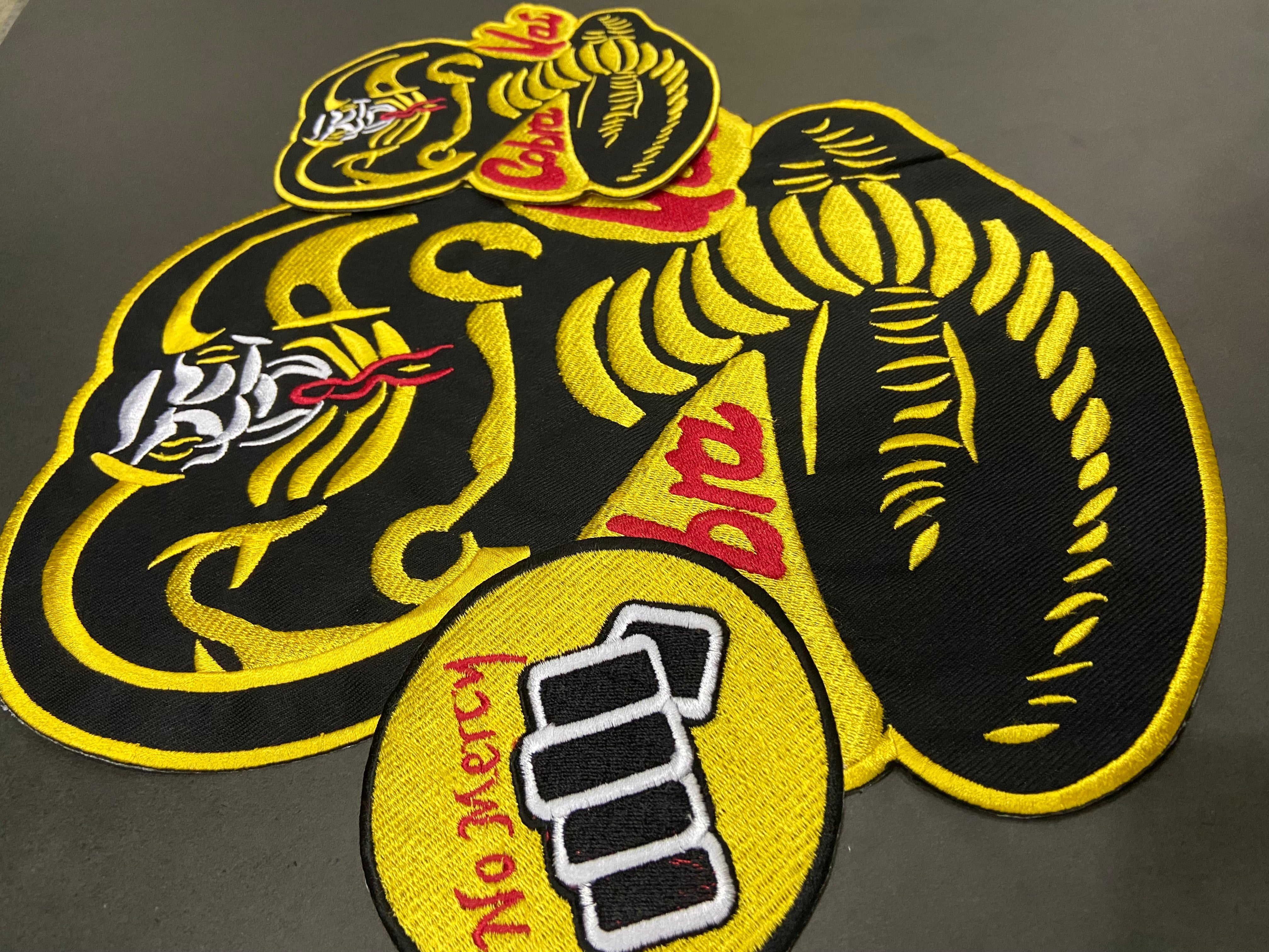 Cobra Kai Karate Kid Patches – Strike Hard No Mercy – Pick Your Size