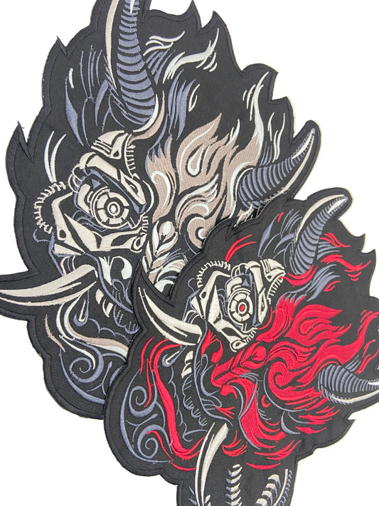 Cyberpunk Patch - Large 12 inch Oni Back Patch - Embroidered Cyberpunk Patches for JacketsCyberpunk patch, Oni patch, back patch,  battle jacket patch, Cyberpunk patches