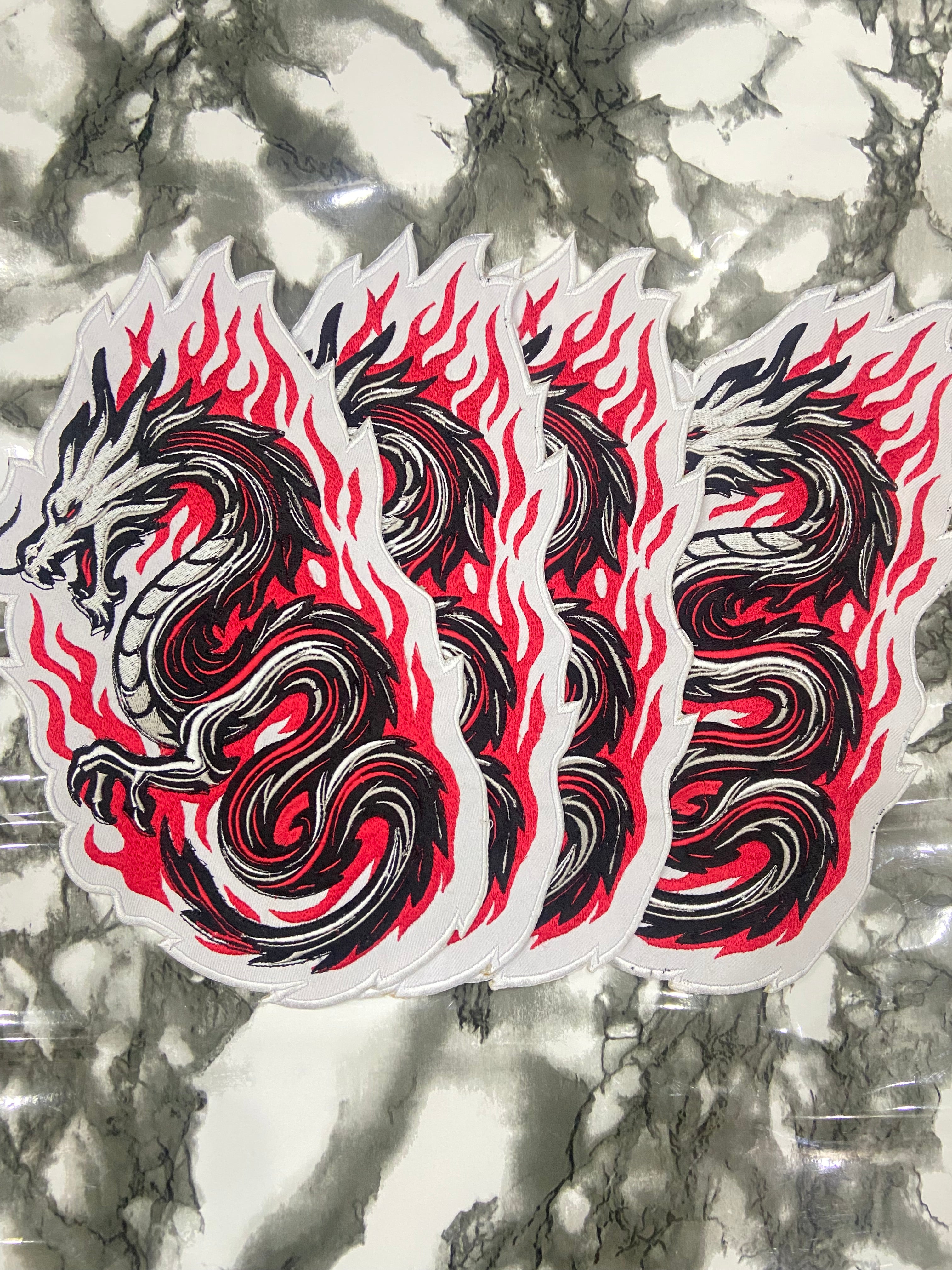 Fire Dragon Embroidered Back Patch – Premium Japanese Style Dragon Applique