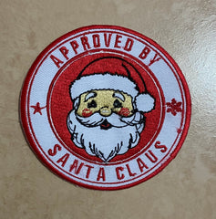Approved by Santa Claus" Iron-On Patch | Christmas Embroidered Badge | Christmas Sweater Accessory.