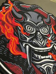 Japanese Oni Demon Back Patch | Dark Macabre & Neo-Traditional Art Applique