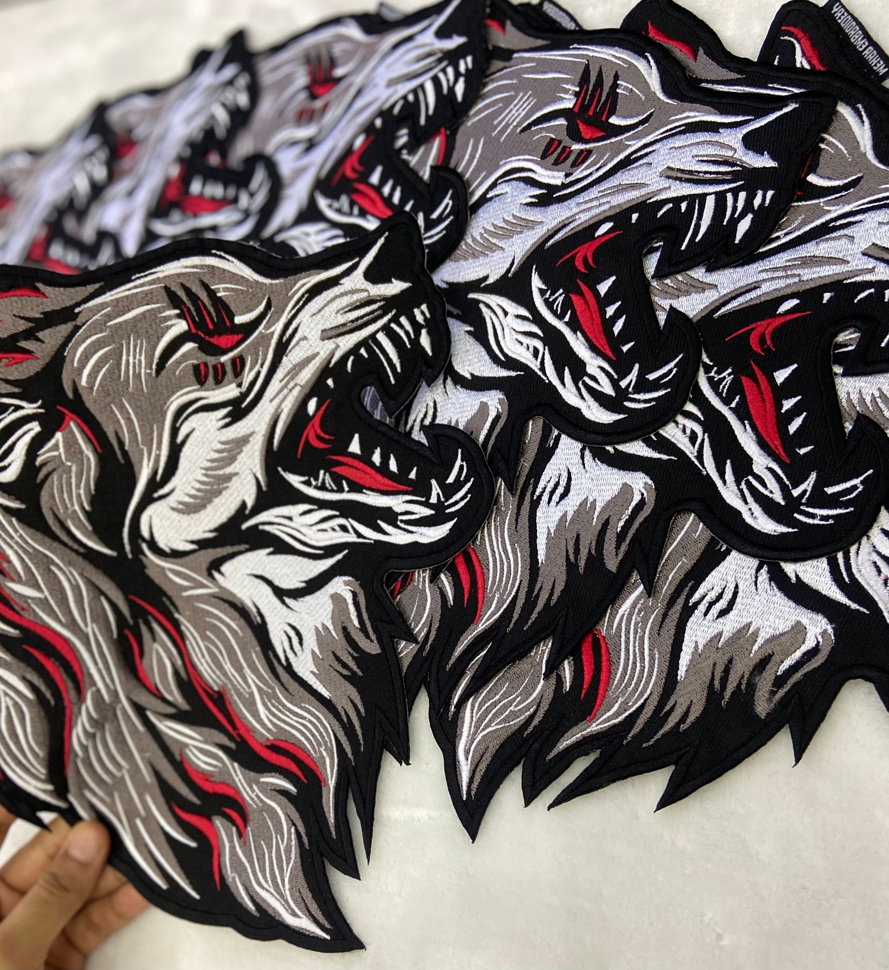 Howling Wolf Embroidery Patch: Large Biker Applique