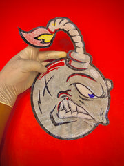 Angry Bomb Large Back Patch | Explosive Biker Gear & Cartoon Back Applique