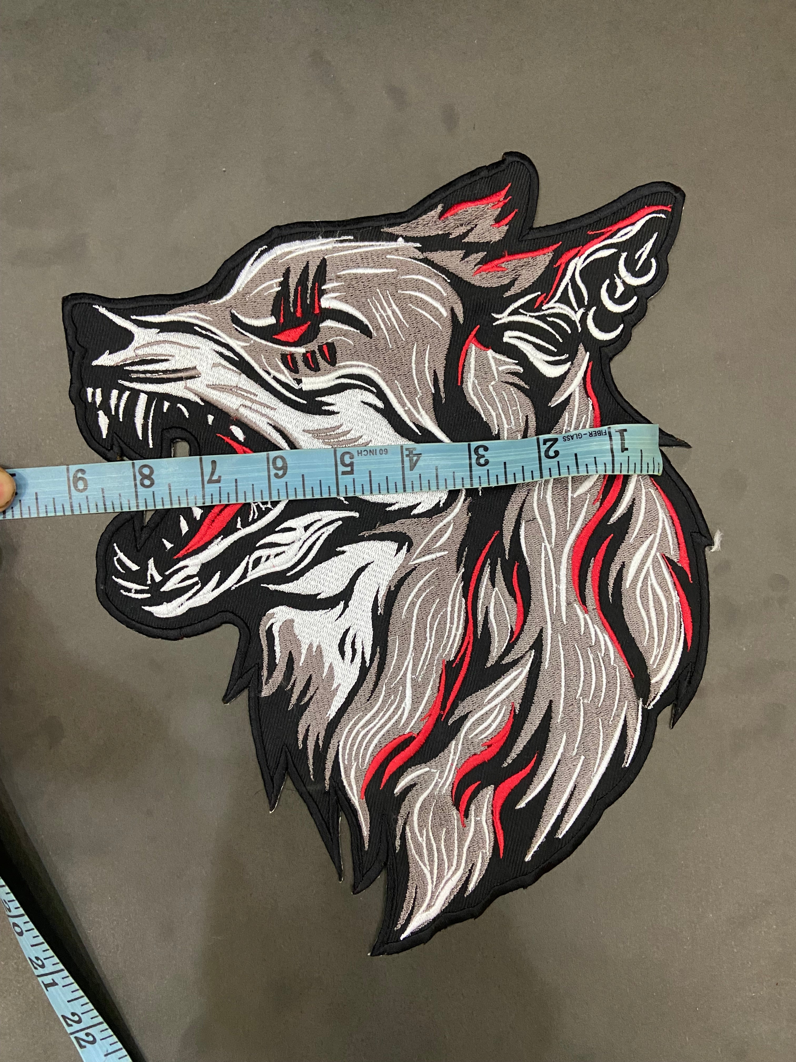 Howling Wolf Embroidery Patch: Large Biker Applique