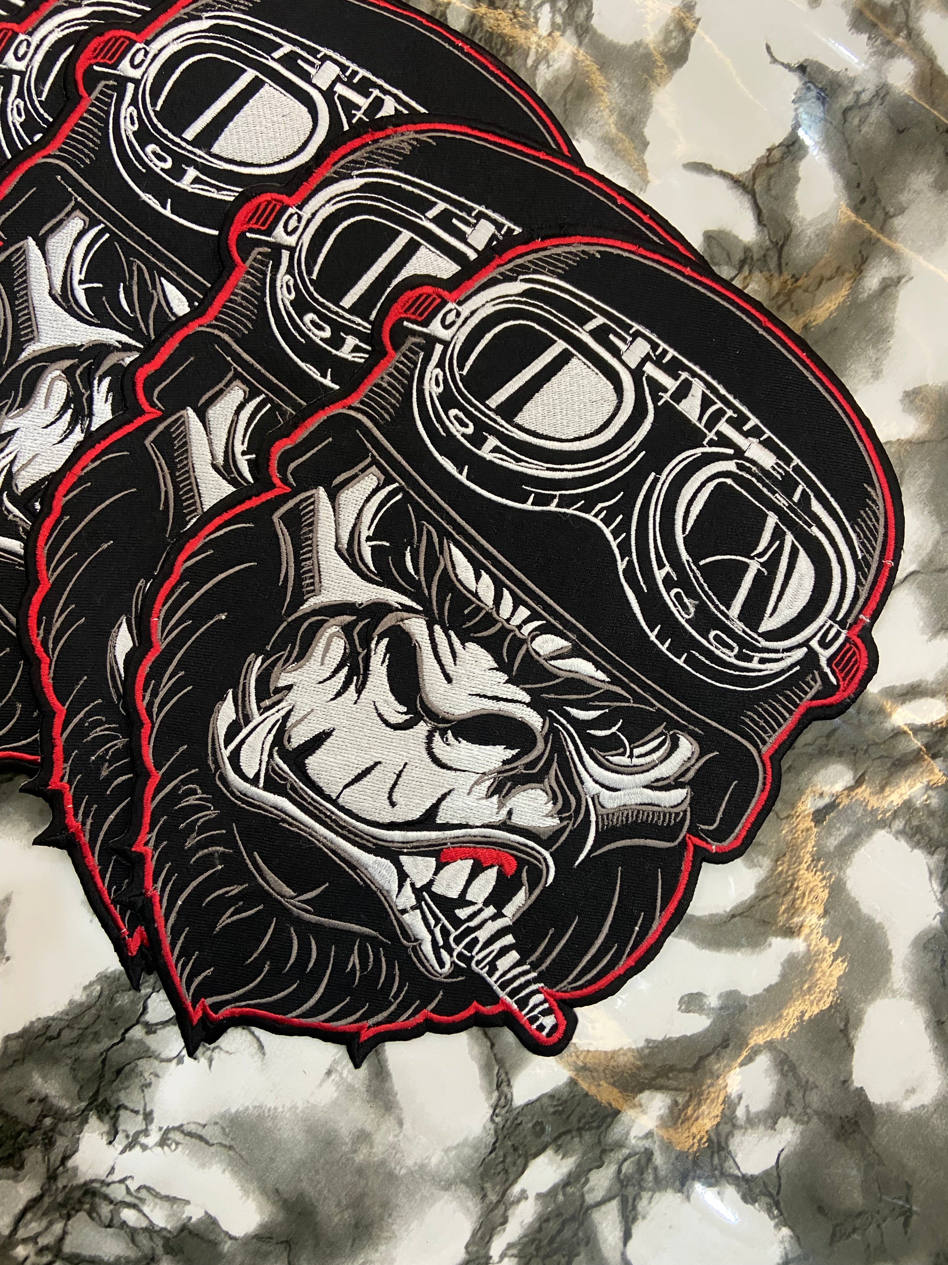 Biker Gorilla Piston Large Back Patch – Aggressive Free Rider Custom Applique