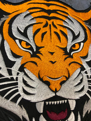 Bengal Tiger Patch: Embroidered Iron-On Roaring Wild Animal Applique (12 Inch)