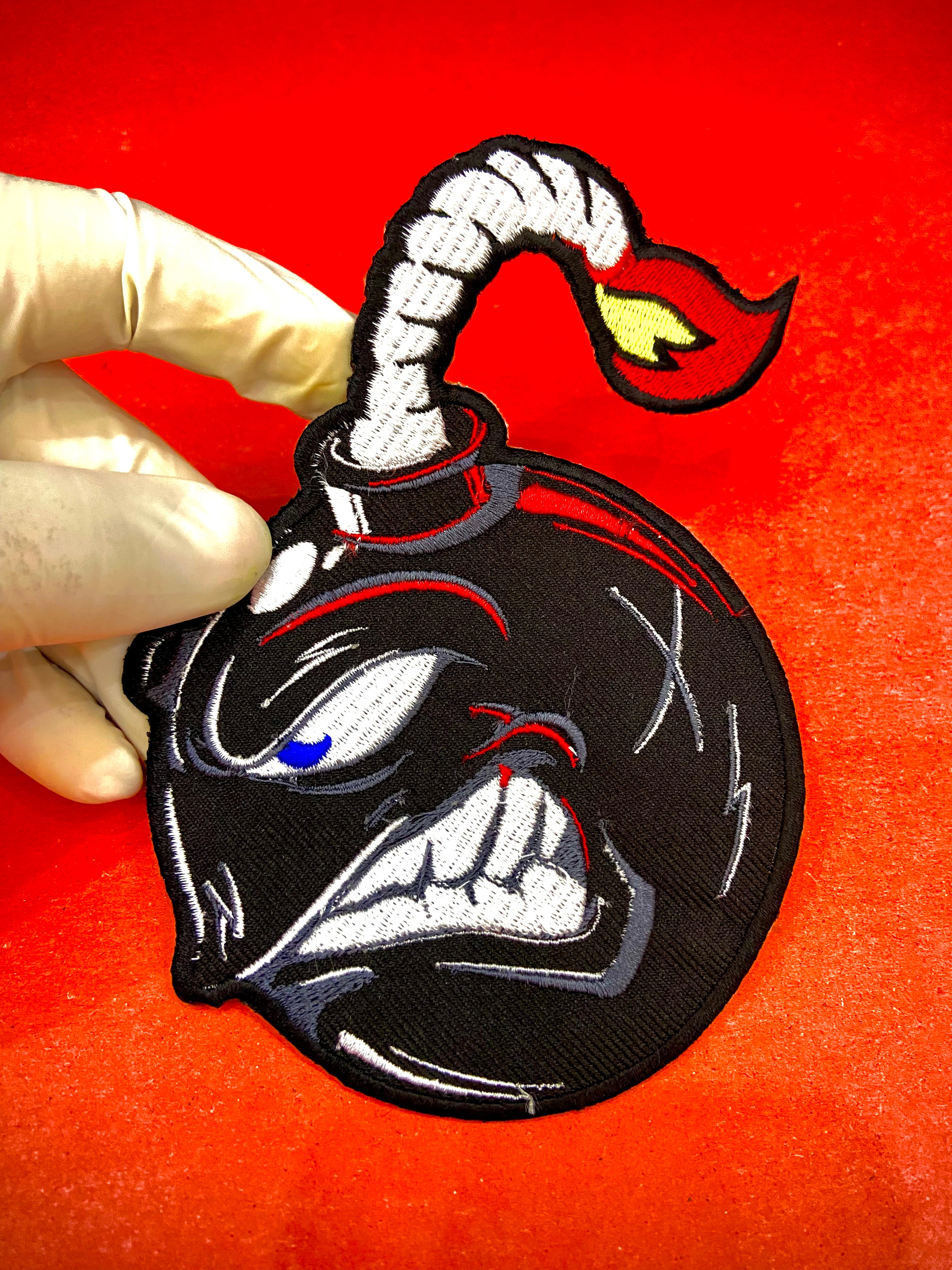 Angry Bomb Large Back Patch | Explosive Biker Gear & Cartoon Back Applique