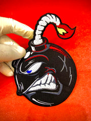 Angry Bomb Large Back Patch | Explosive Biker Gear & Cartoon Back Applique