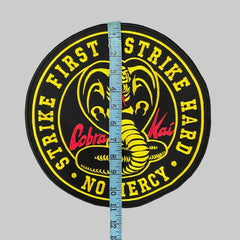 Cobra Kai Karate Motto Patch – Strike First Strike Hard No Mercy – Large Embroidered Applique