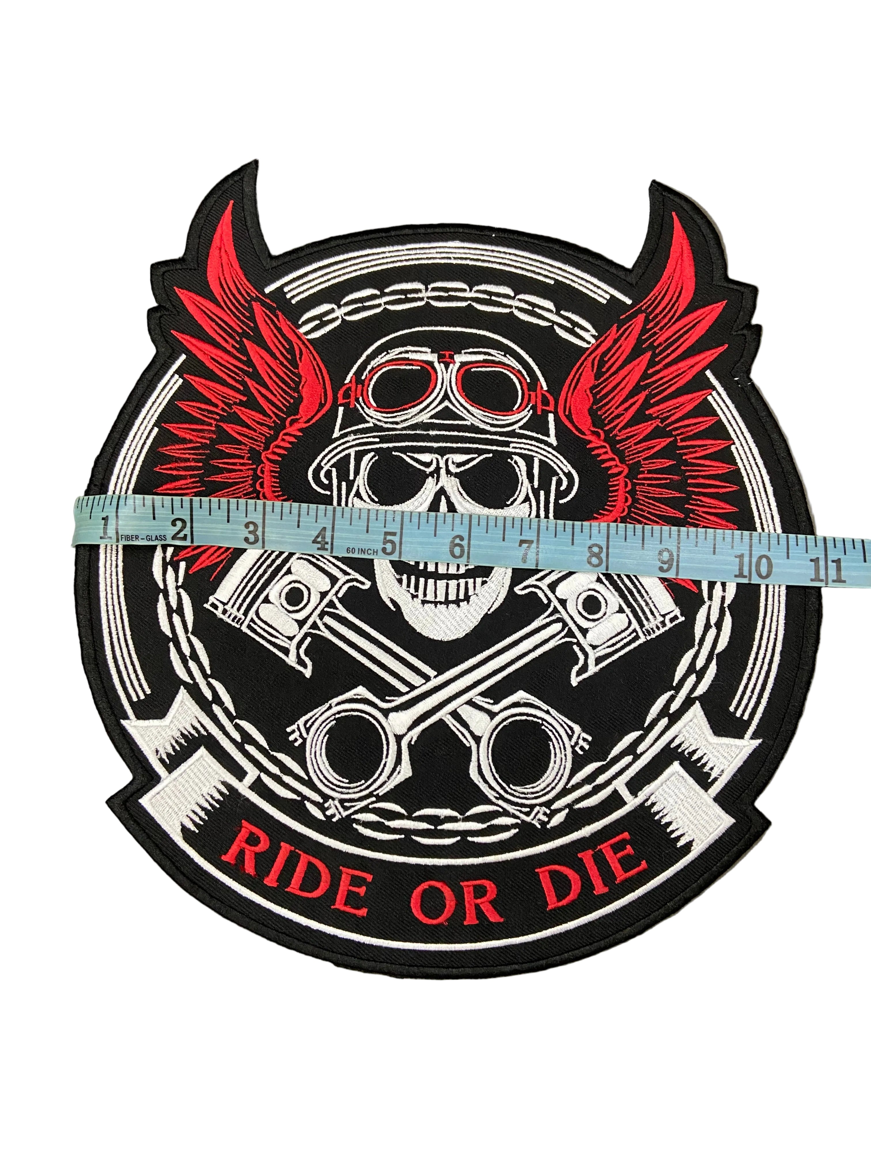 Ride or Die Biker Back Patch – Large Skull & Wings Embroidered Patch – Iron-On for Leather Vests