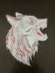 Howling Wolf Embroidery Patch: Large Biker Applique