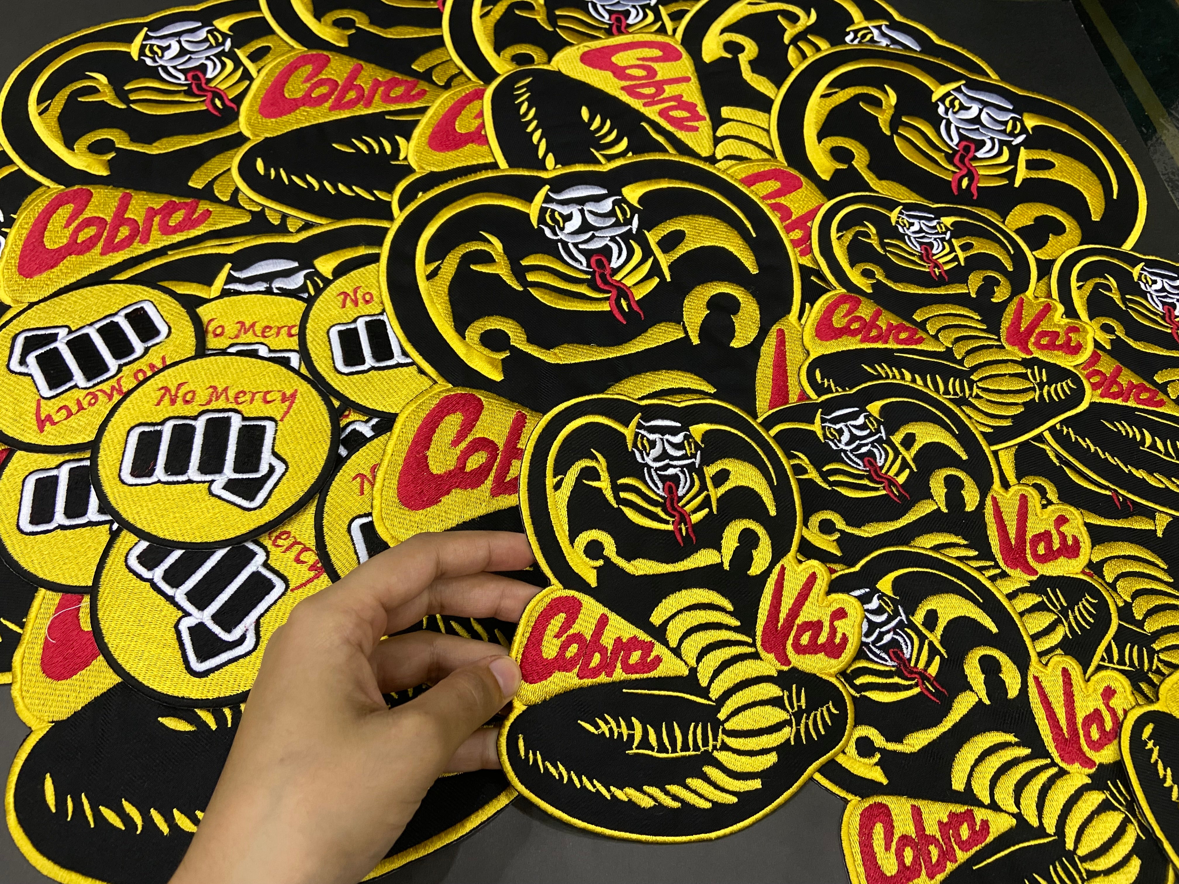 Cobra Kai Karate Kid Patches – Strike Hard No Mercy – Pick Your Size