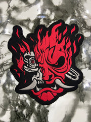 Cyber Demon Samurai Oni Hannya Patch – Futuristic Cyberpunk Streetwear