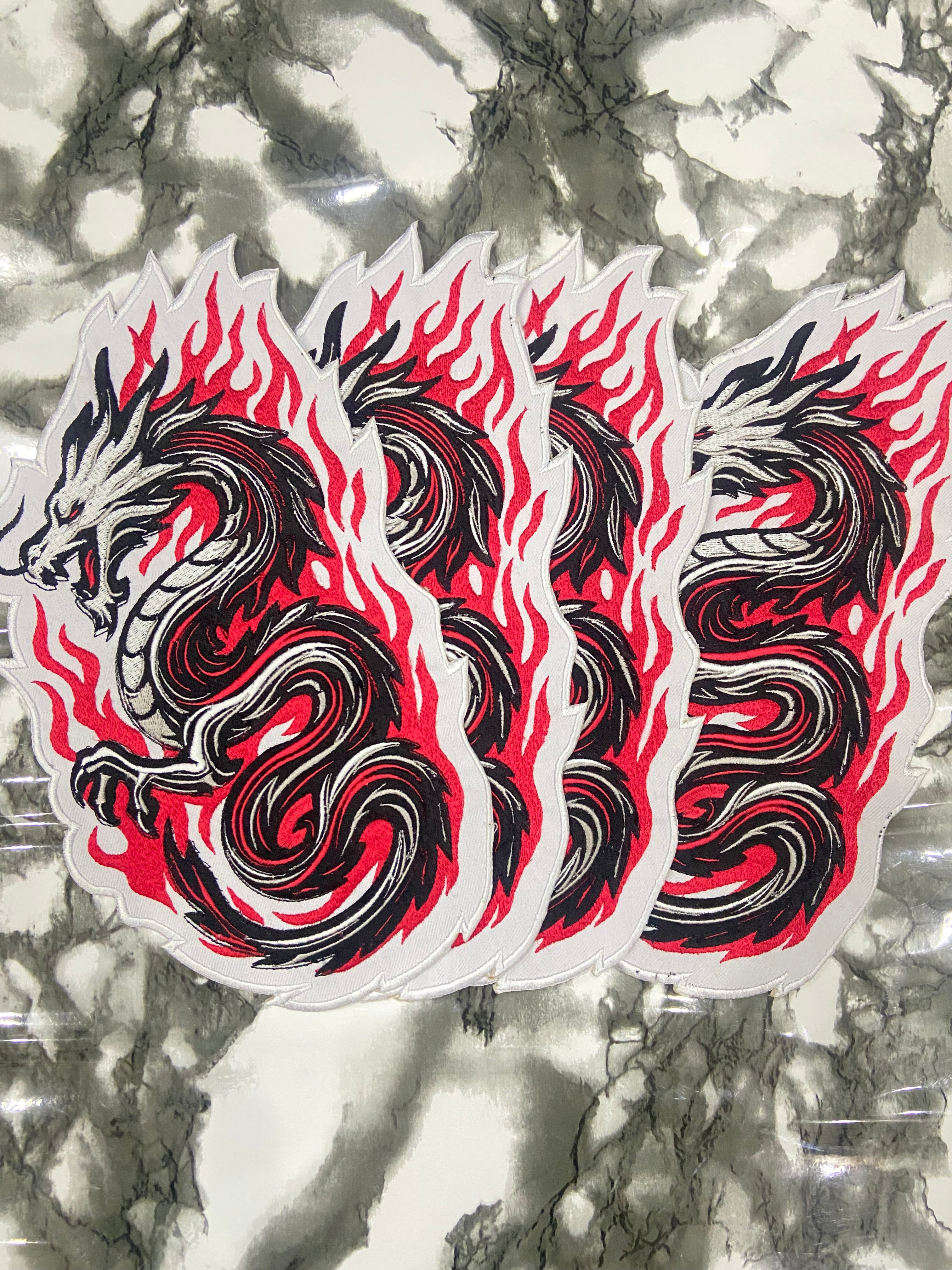 Fire Dragon Embroidered Back Patch – Premium Japanese Style Dragon Applique