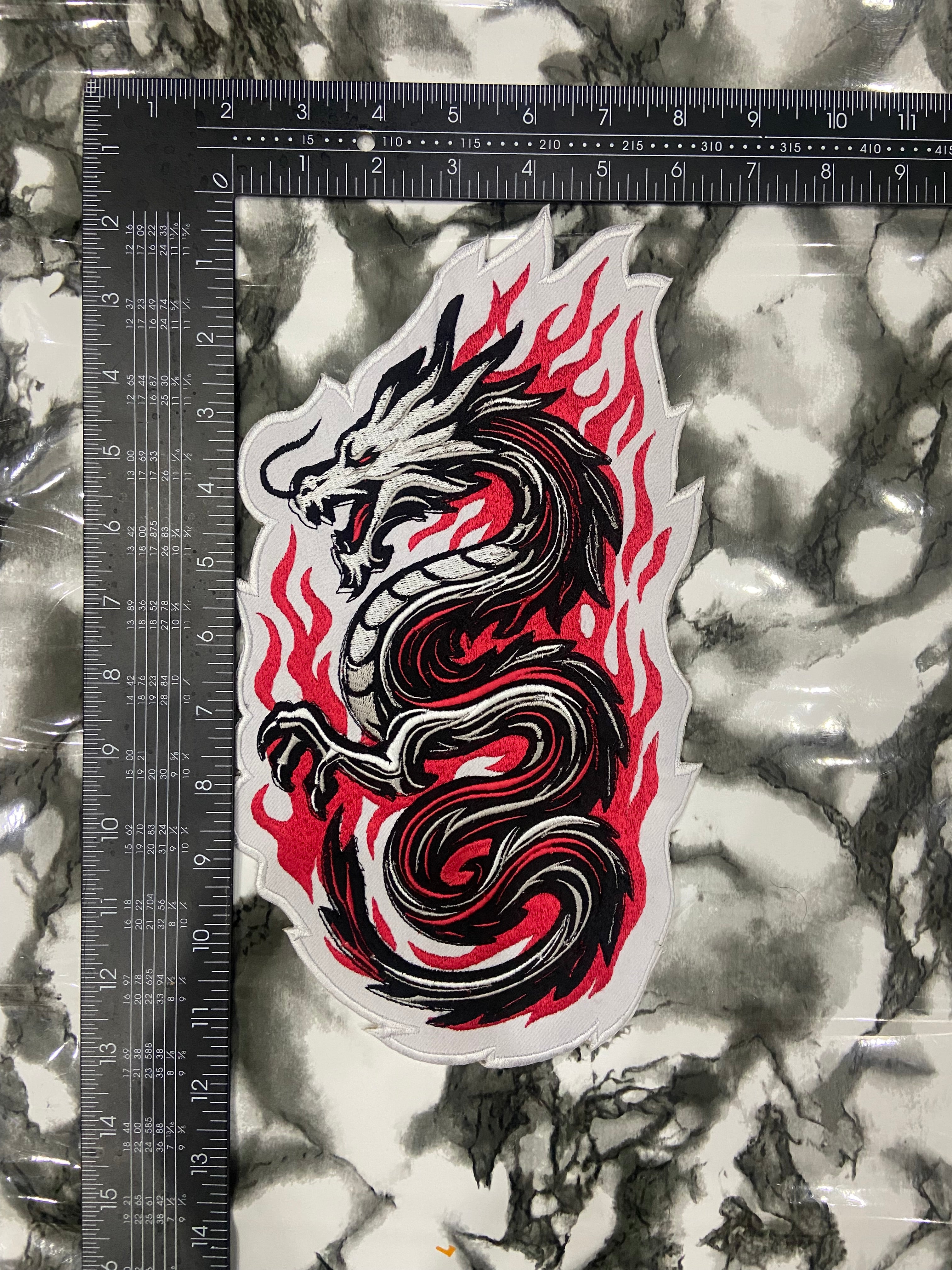 Fire Dragon Embroidered Back Patch – Premium Japanese Style Dragon Applique