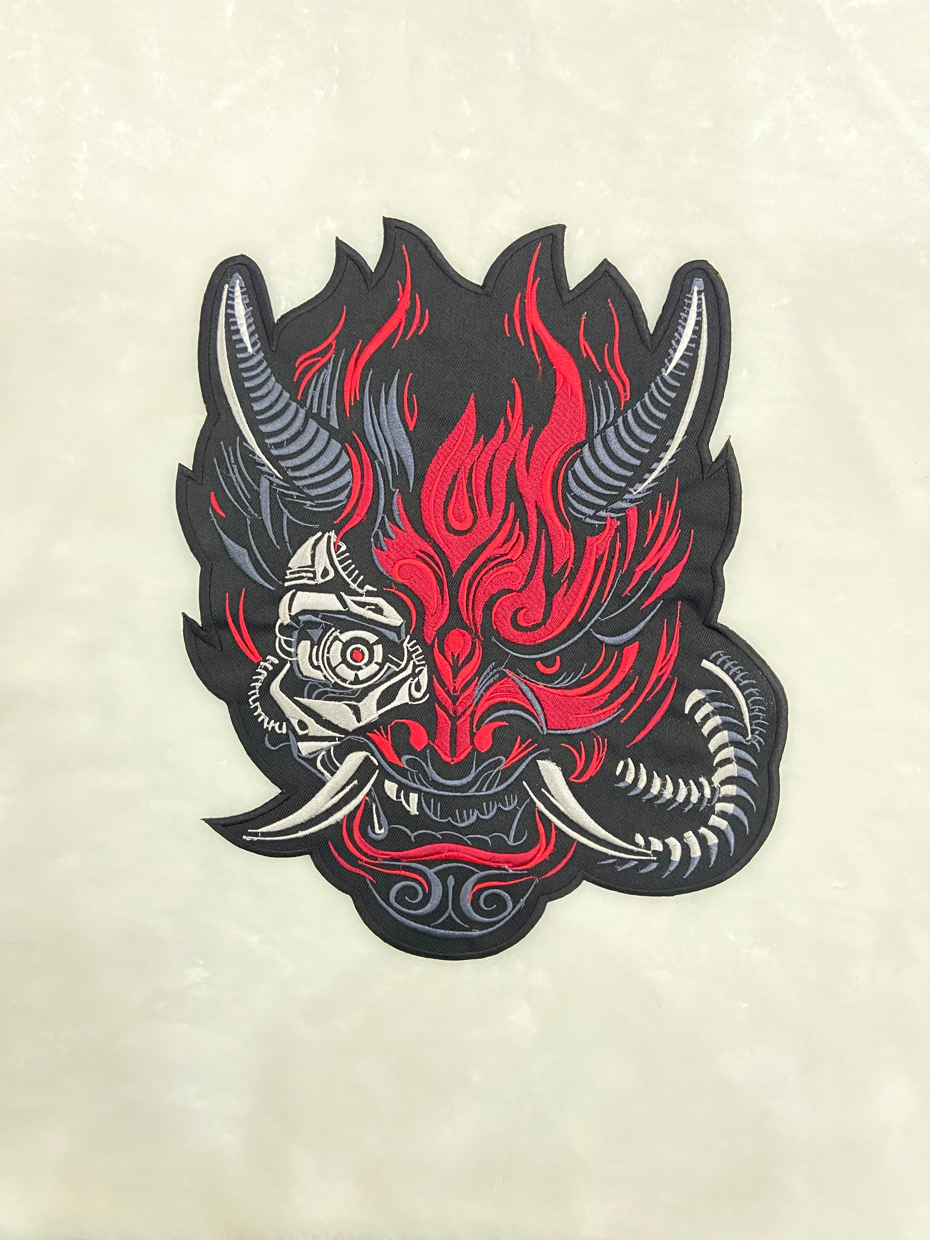 Cyberpunk Patch - Large 12 inch Oni Back Patch - Embroidered Cyberpunk Patches for JacketsCyberpunk patch, Oni patch, back patch,  battle jacket patch, Cyberpunk patches