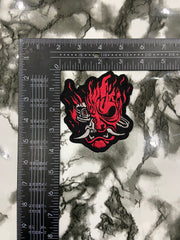 Cyber Demon Samurai Oni Hannya Patch – Futuristic Cyberpunk Streetwear