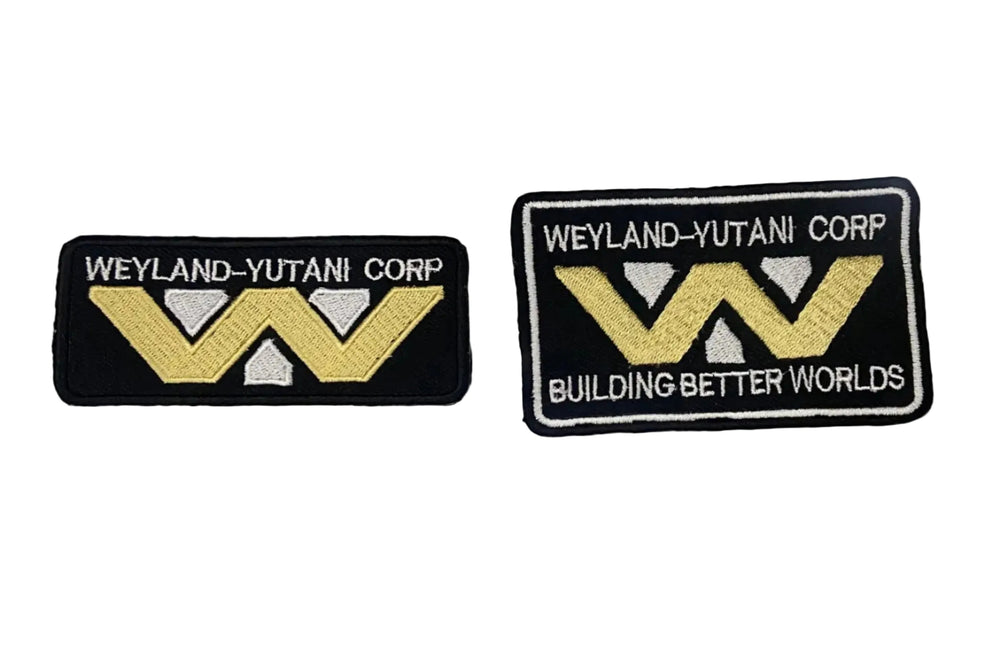 Two 'Weyland-Yutani Corp' patches on a white background