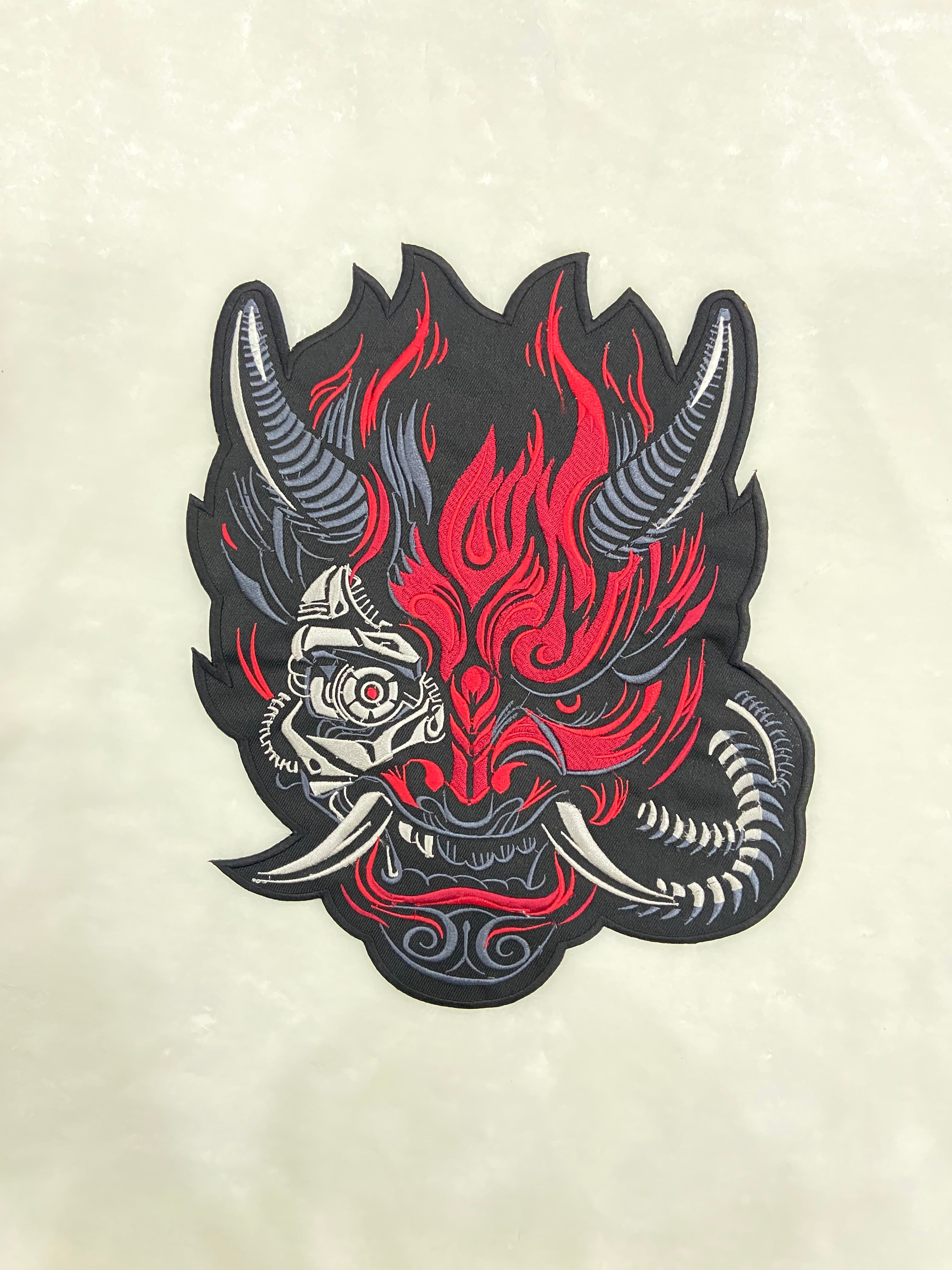 Cyberpunk Patch - Large 12 inch Oni Back Patch - Embroidered Cyberpunk Patches for JacketsCyberpunk patch, Oni patch, back patch,  battle jacket patch, Cyberpunk patches