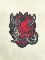 Cyberpunk Patch - Large 12 inch Oni Back Patch - Embroidered Cyberpunk Patches for JacketsCyberpunk patch, Oni patch, back patch,  battle jacket patch, Cyberpunk patches