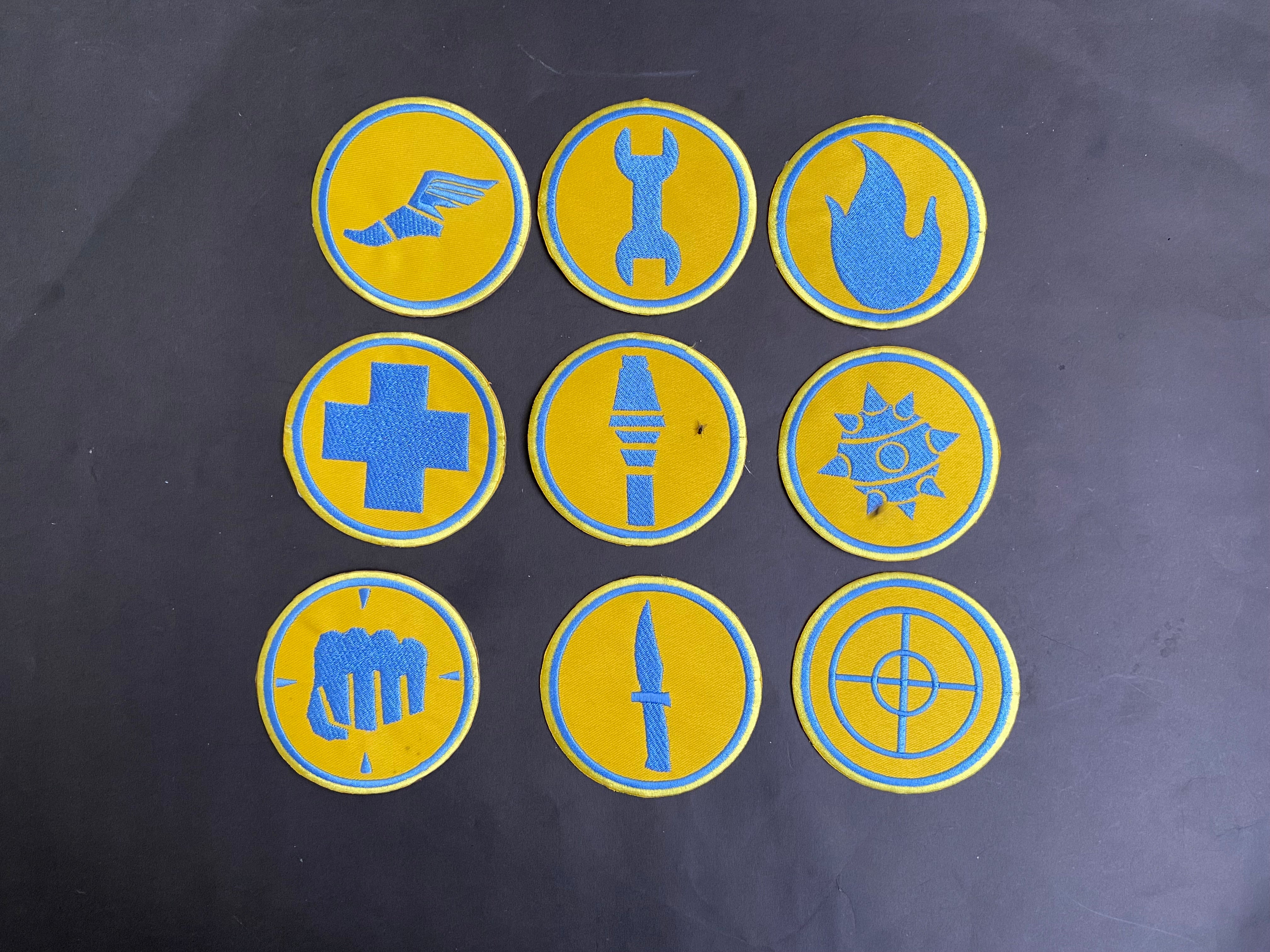 Team Fortress 2 BLU Uniform Set Patches Embroidery Iron On Sew Badge DIY Prop Costume TF2 Pyro Soldier Spy Scout Medic Engineer Heavy Sniper