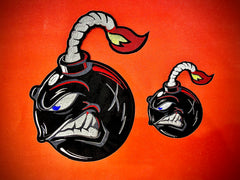 Angry Bomb Large Back Patch | Explosive Biker Gear & Cartoon Back Applique