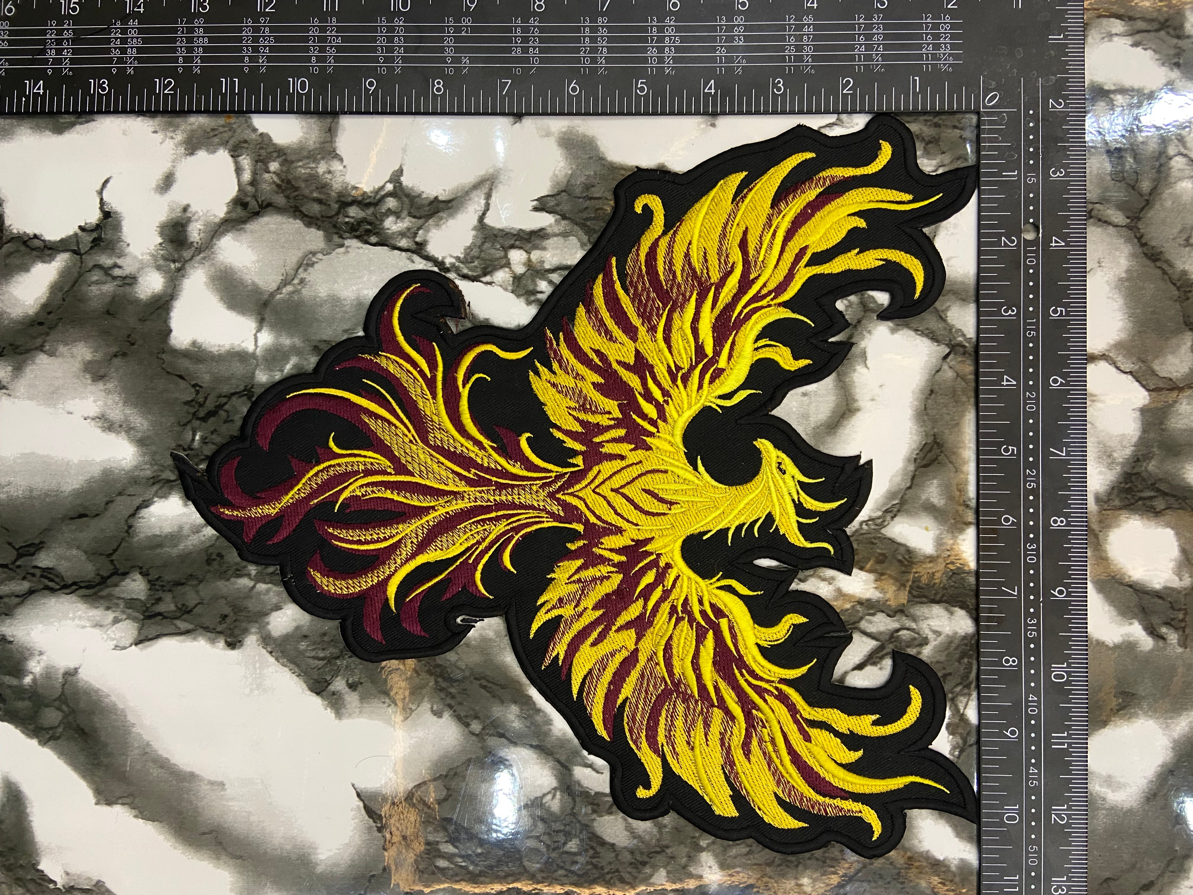 Golden Phoenix Rising Patch Set – Majestic Firebird Embroidered Applique
