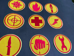 Team Fortress 2 RED Uniform Set Patches Embroidery Iron On Sew Badge DIY Prop Costume TF2 Pyro Soldier Spy Scout Medic Engineer Heavy Sniper