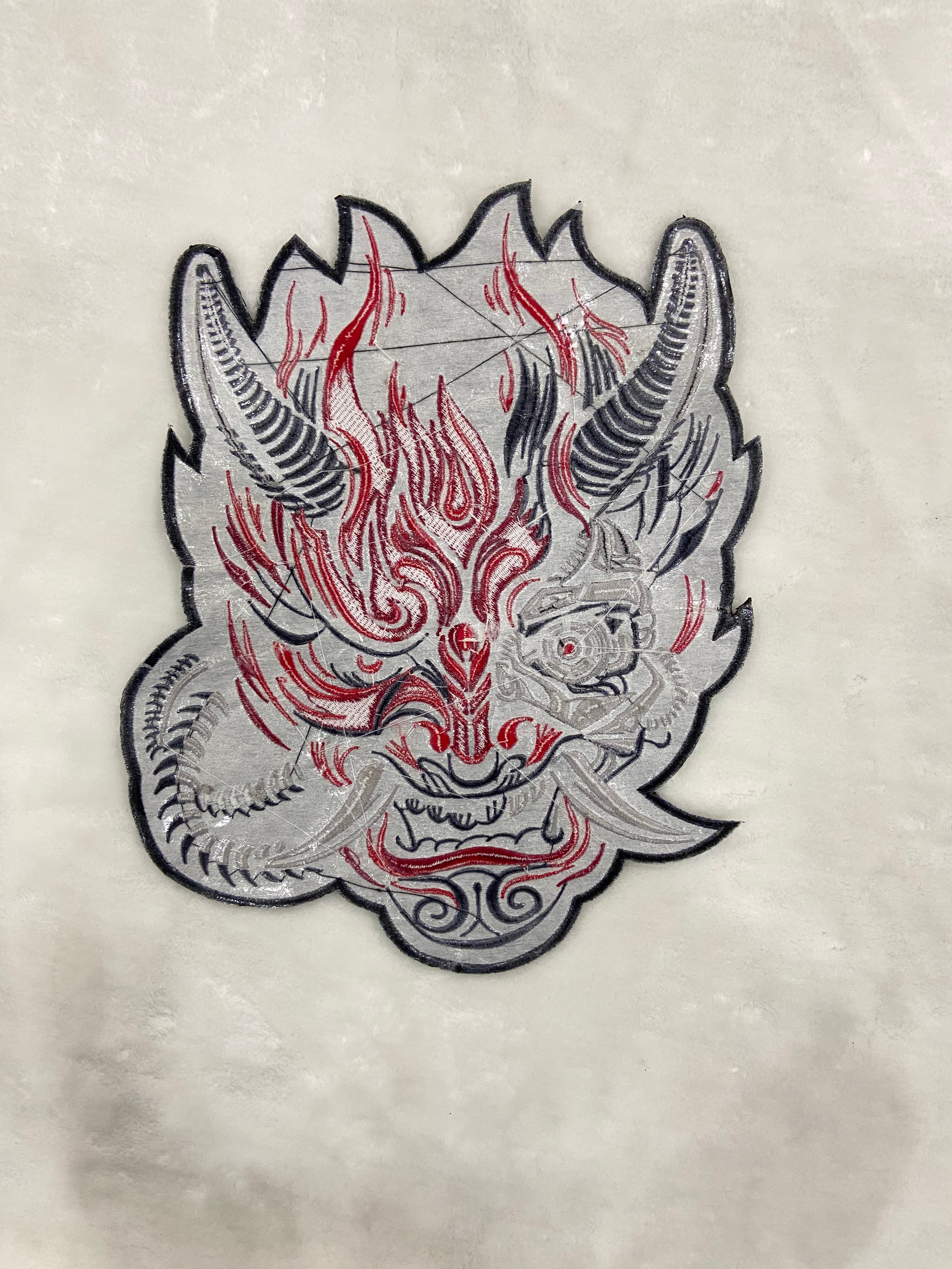 Cyberpunk Patch - Large 12 inch Oni Back Patch - Embroidered Cyberpunk Patches for JacketsCyberpunk patch, Oni patch, back patch,  battle jacket patch, Cyberpunk patches
