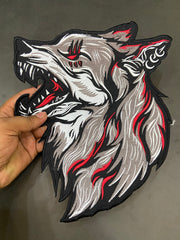 Howling Wolf Embroidery Patch: Large Biker Applique